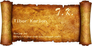 Tibor Karion névjegykártya